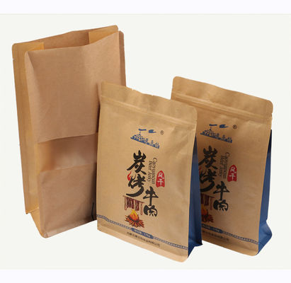 L'emballage latéral de papier d'emballage de gousset de café met en sac à fond plat avec la tirette
