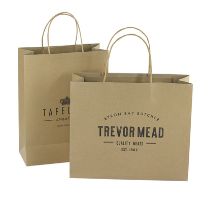 Sac de papier d'achats de métier de Brown d'emballage de carton avec des poignées