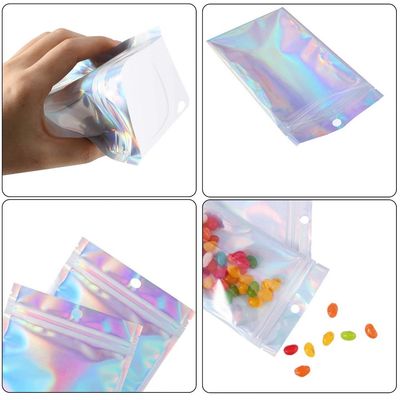 Le papier d'aluminium de Mylar d'emballage alimentaire de poche zip-lock olographe brillante de sac a métallisé