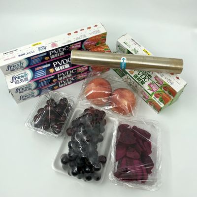 L'emballage transparent de CHLORURES DE POLYVINYLIDÈNE s'accrochent film pour le fruit végétal de frigorification