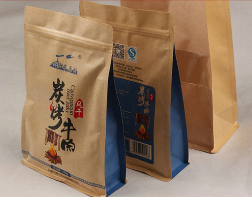 L'emballage latéral de papier d'emballage de gousset de café met en sac à fond plat avec la tirette