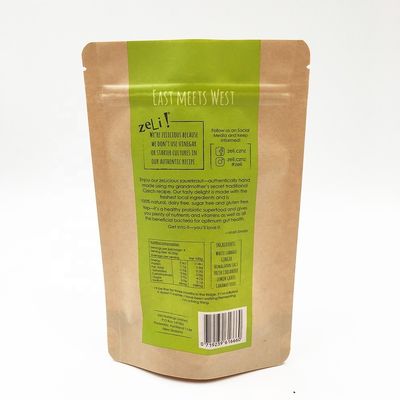 Le zip-lock écologique de papier d'emballage met en sac 12OZ des sacs de café du fond plat Papier d'emballage avec la valve