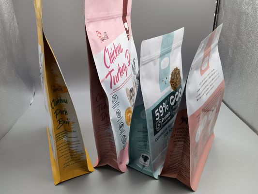 côté flexible épais de fond plat de sac d'emballage alimentaire d'animal familier de papier d'aluminium de 0.36mm Gusseted