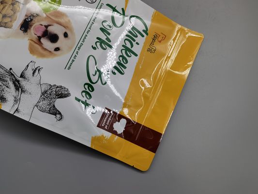 côté flexible épais de fond plat de sac d'emballage alimentaire d'animal familier de papier d'aluminium de 0.36mm Gusseted