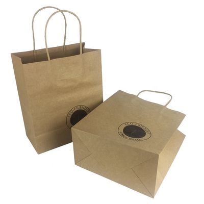GV Flexo a imprimé les sacs à provisions de transport de Brown Papier d'emballage avec des poignées