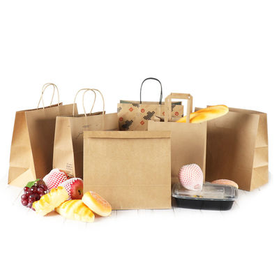 GV Flexo a imprimé les sacs à provisions de transport de Brown Papier d'emballage avec des poignées
