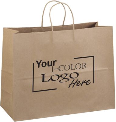 Le FSC a tordu les sacs en papier blancs de Brown 30-160gsm de sacs en papier de poignée imprimés avec le logo