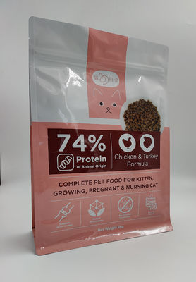 Poche latérale de sac d'emballage alimentaire d'animal familier de gousset de GV à fond plat avec des tirettes