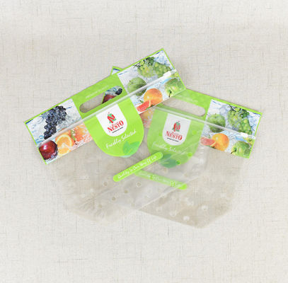 L'ANIMAL FAMILIER CPP tiennent le sac d'emballage alimentaire de fruit frais avec des trous de conduit de tirette