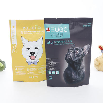 D'aliment pour animaux familiers de support gravure non toxique de couleur de poche de sac de papier d'aluminium imprimée avec la tirette