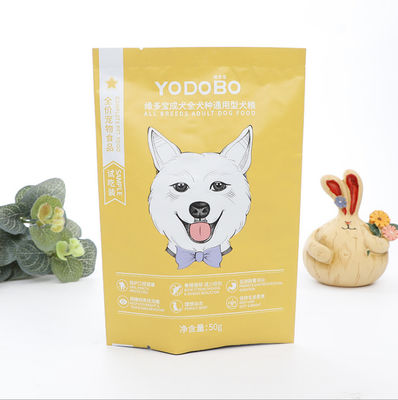 D'aliment pour animaux familiers de support gravure non toxique de couleur de poche de sac de papier d'aluminium imprimée avec la tirette