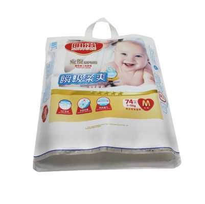Emballage de sac de gousset de PE de Tote Double de couche-culotte de bébé jetable avec fait sur commande imprimé