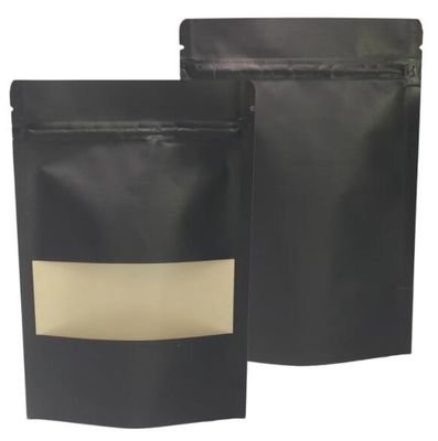 Support multi de Doypack de taille vers le haut de noir de papier thermoscellable de poche de Papier d'emballage avec la fenêtre