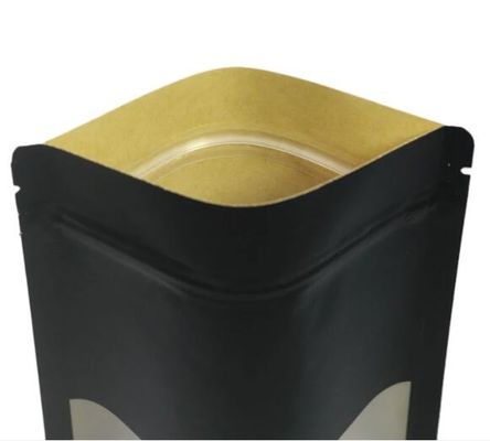 Support multi de Doypack de taille vers le haut de noir de papier thermoscellable de poche de Papier d'emballage avec la fenêtre
