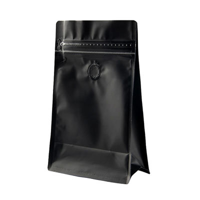 VMPET Matte Black Coffee Pouch Packaging rescellable avec le fond plat de valve