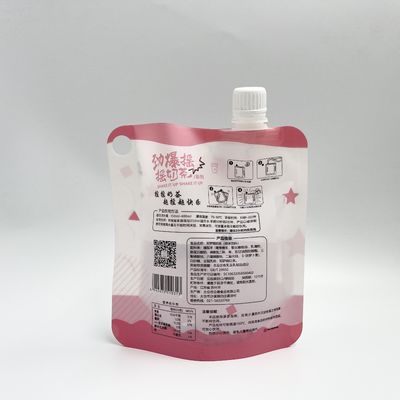 CMYK PE de 4 couches Juice Pouches Plastic Liquid Pouches fait sur commande avec le bec