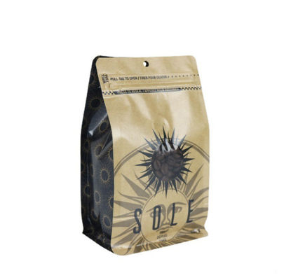 Emballage latéral de café de valve de fond plat de papier d'emballage un met en sac biodégradable