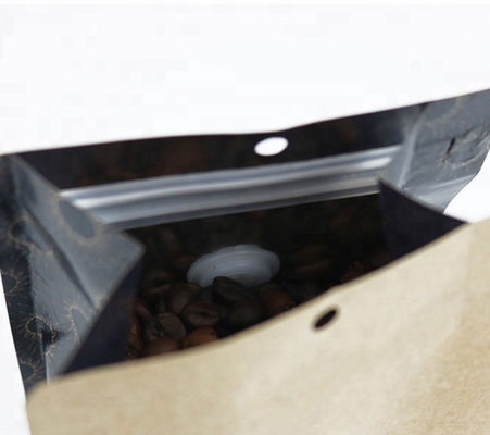 Emballage latéral de café de valve de fond plat de papier d'emballage un met en sac biodégradable