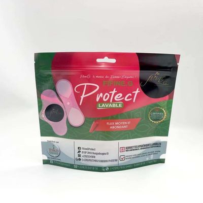 Sac de emballage en plastique imprimé par coutume de la serrure et du l'Euro-trou de tirette de la serviette hygiénique des dames sur le dessus