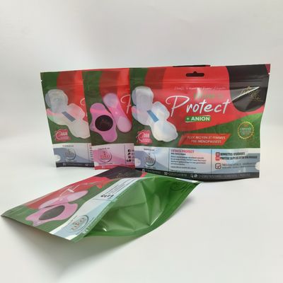 Sac de emballage en plastique imprimé par coutume de la serrure et du l'Euro-trou de tirette de la serviette hygiénique des dames sur le dessus